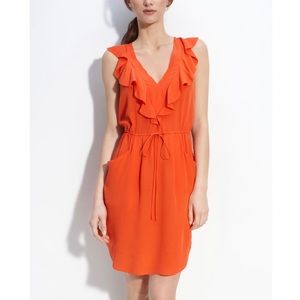 Rebecca Taylor | Orange Silk V-Neck Dress Size 2